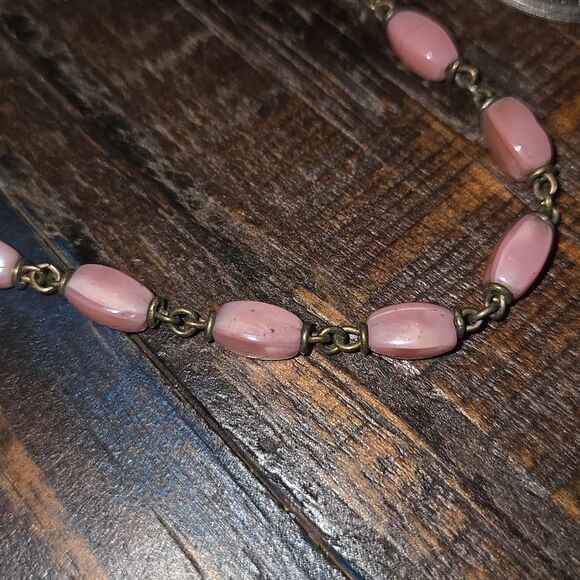 Vintage Pink Bronze Silver Tone Medals Color Rosary Necklace Faith Love Hope - Picture 12 of 16